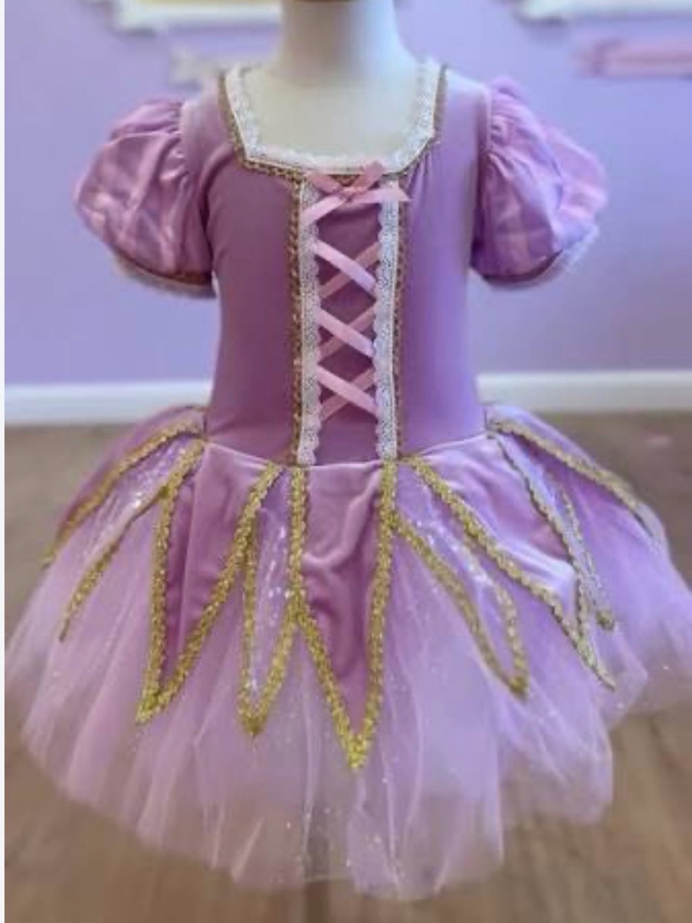 Girls' Pink Princess Tutu Costume with Gold Trim
